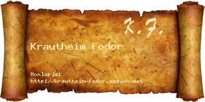 Krautheim Fodor névjegykártya